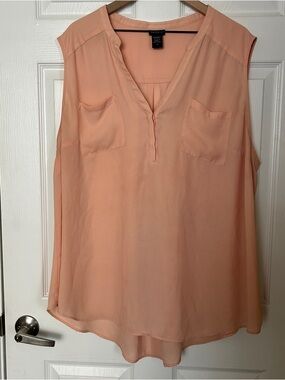 torrid Peachy Sleeveless Split V-Neck Blouse